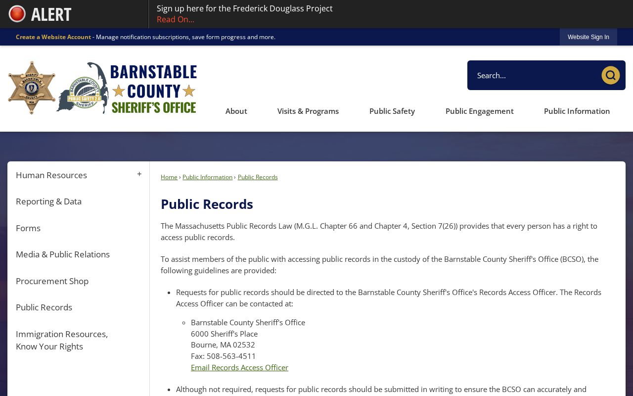 Barnstable County release record request page from the Sheriff’s Office
