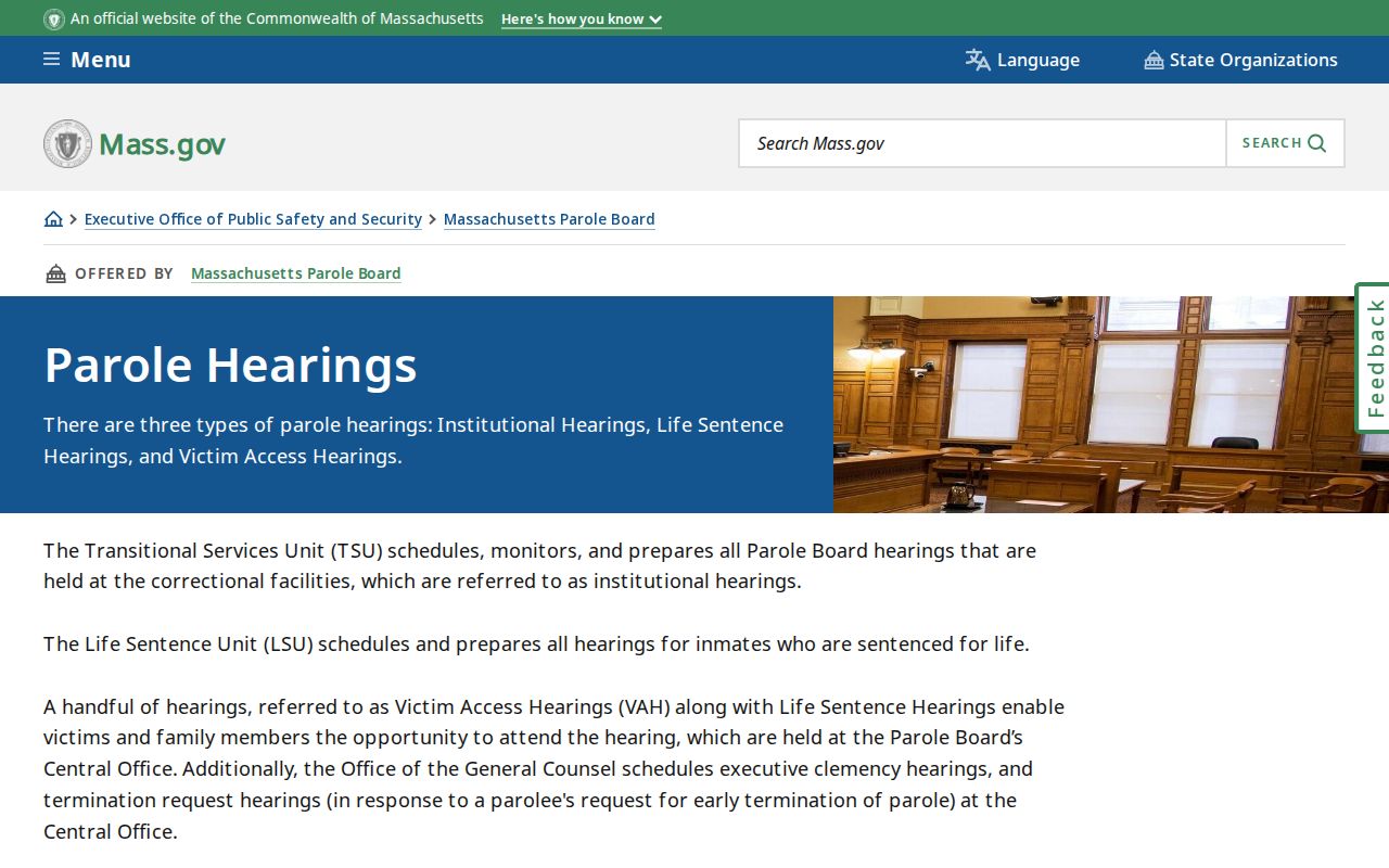 Massachusetts Parole Board hearing types for Barnstable post-release supervision records